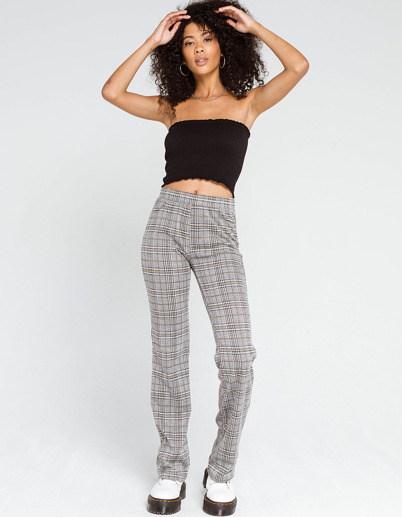 RSQ Plaid Womens Gray Flare Pants image number 0