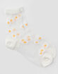 Sheer Daisy Womens White Ankle Socks