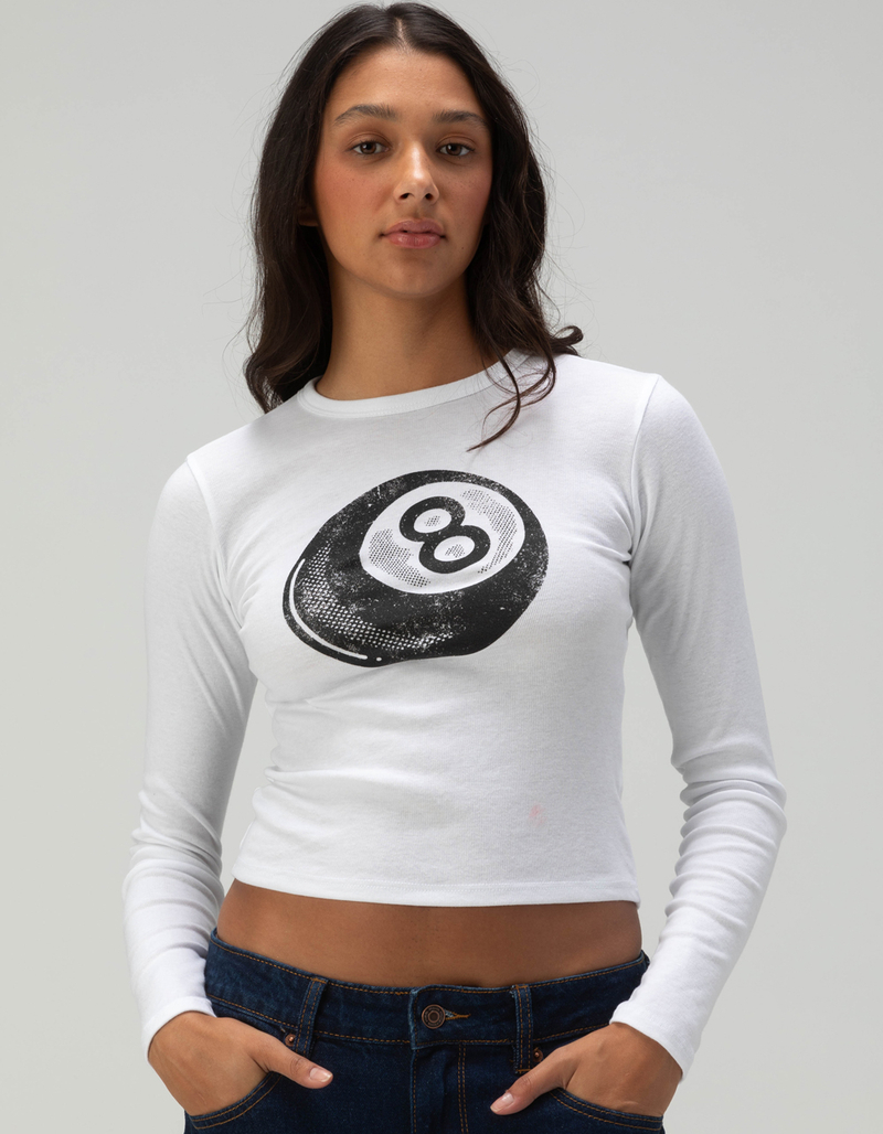 RSQ Womens 8-Ball Long Sleeve Baby Tee image number 0