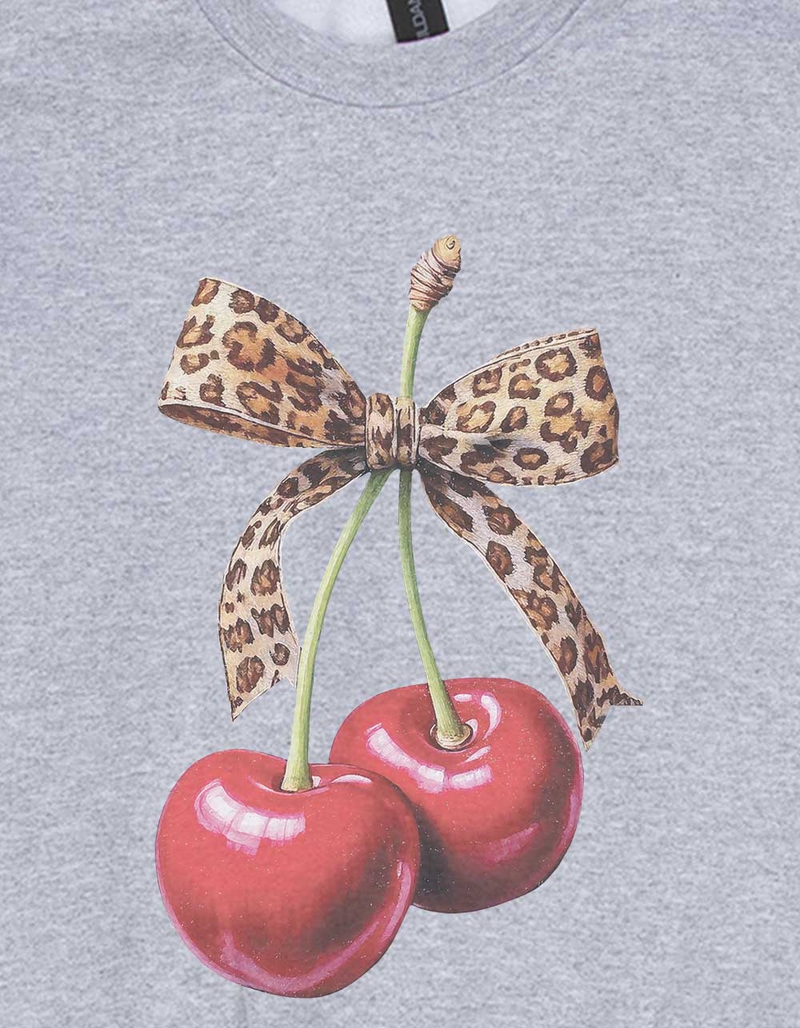 CHERRIES Leopard Bow Unisex Kids Crewneck Sweatshirt image number 1