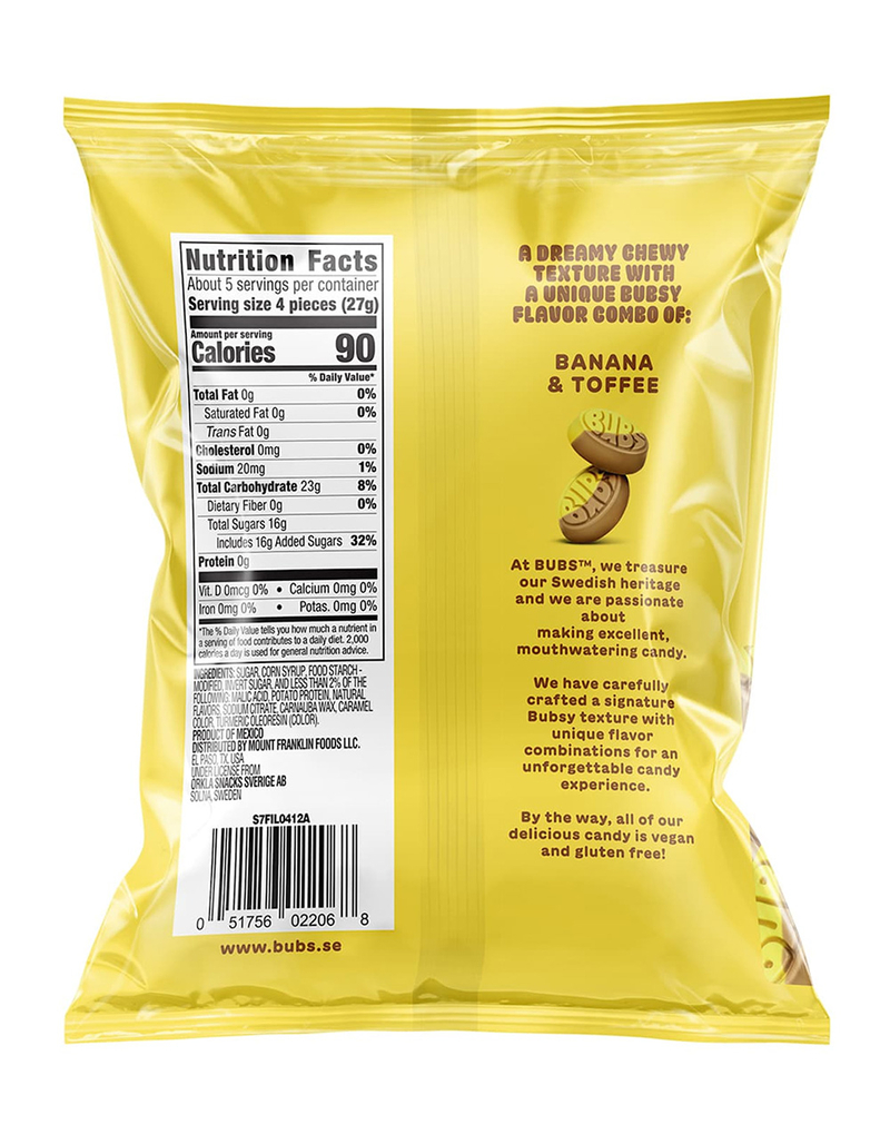 BUBS Sweet Ovals Banana Toffee Candy image number 2