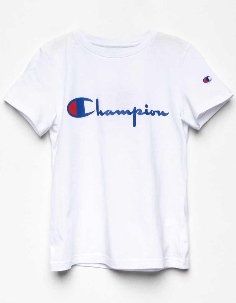 CHAMPION Vintage Script Girls White Tee image number 0
