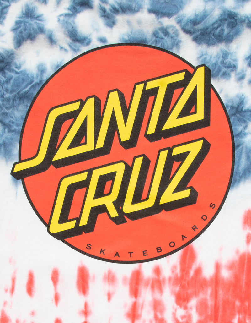 SANTA CRUZ Classic Dot Mens Red White & Blue Tie Dye T-Shirt image number 2