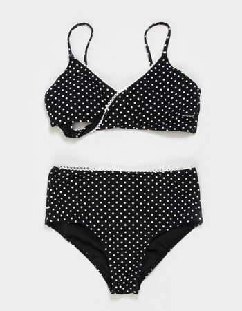 FULL TILT Polka Dot Girls Texture Wrap Bikini Set Alternative Image