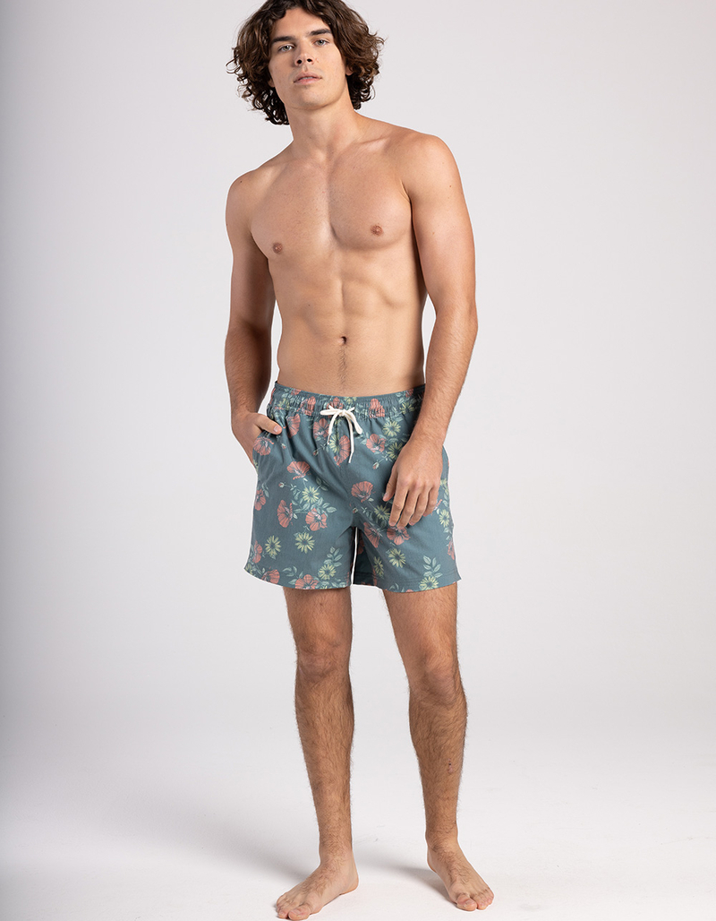RSQ Poppies Mens 5" Swim Shorts image number 1