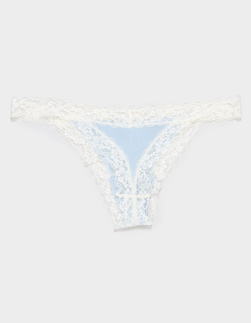 FULL TILT Rib Lace Trim Thong image number 1