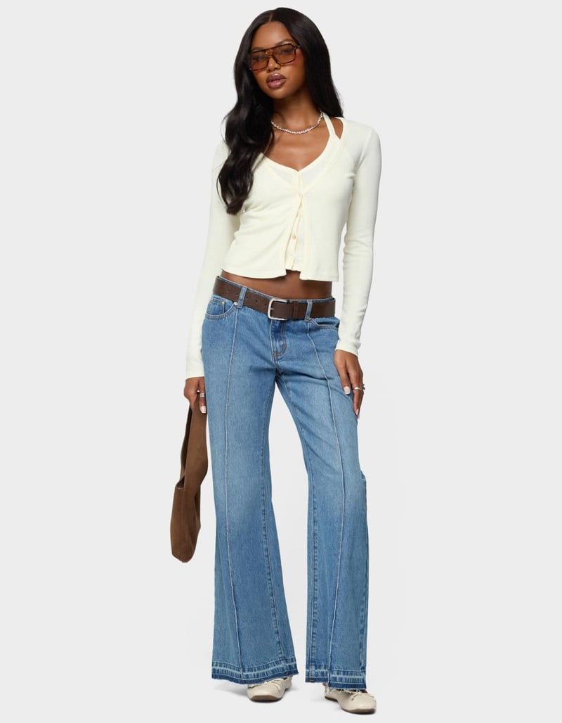 EDIKTED Cardigan & Halter Two Piece Knit Top image number 4