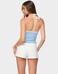 EDIKTED Contrast Ribbed V-Neck Halter Top image number 3