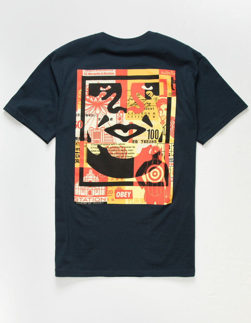 OBEY Transit Mens Navy T-Shirt image number 0