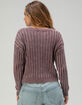 RSQ Womens Washed Cable Knit V-Neck Sweater image number 4