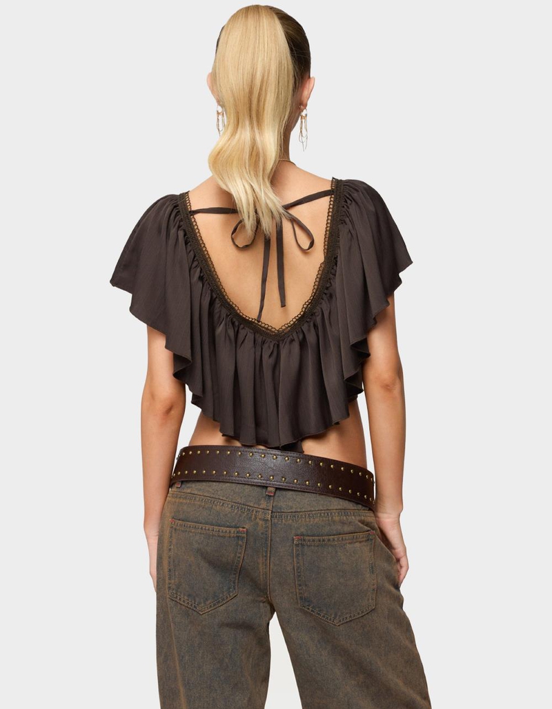 EDIKTED Deena Ruffled V-Neck Top image number 2