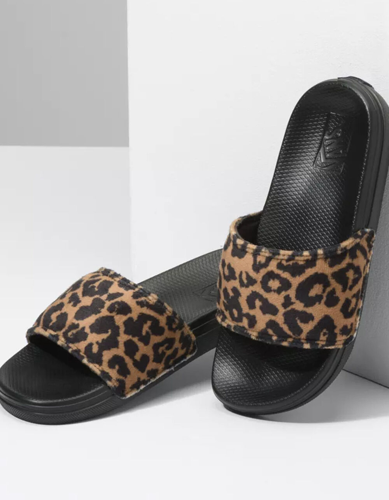 VANS Leopard Fur La Costa Girls Slide Sandals image number 3
