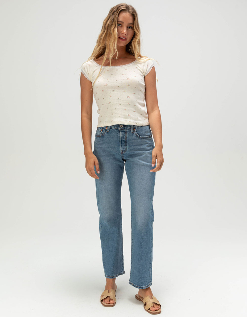 NECTAR CLOTHING Womens Wide Neck Pointelle Top image number 1