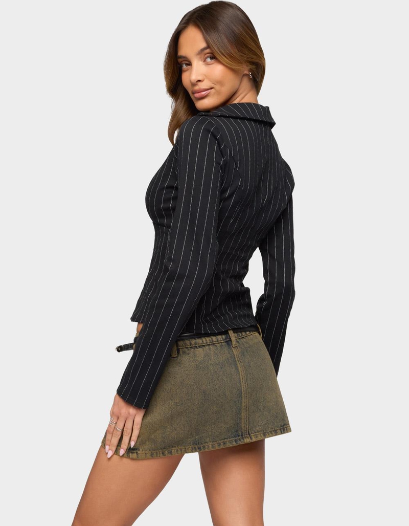 EDIKTED Araceli Pinstripe Tailored Shirt image number 2