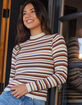 RSQ Womens Rib Stripe Mock Neck Pullover Sweater image number 1
