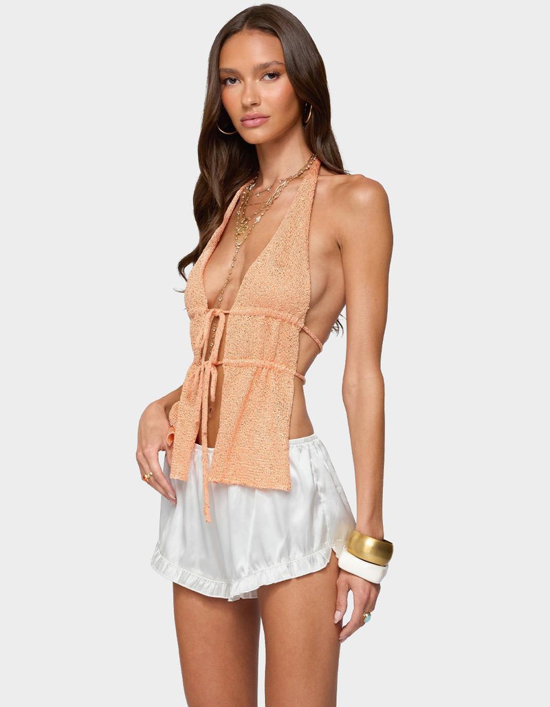 EDIKTED Sequin Knit Split Front Backless Top image number 1