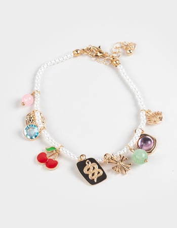 FULL TILT Cross/Pearl Multi Charm Bracelet Primary Image