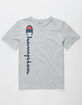 CHAMPION Vertical Script Heather Gray Boys T-Shirt image number 1