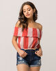 SKY AND SPARROW Ruffle Stripe Womens Tube Top image number 1