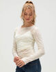 WEST OF MELROSE Womens Flocked Paisley Long Sleeve Top image number 3