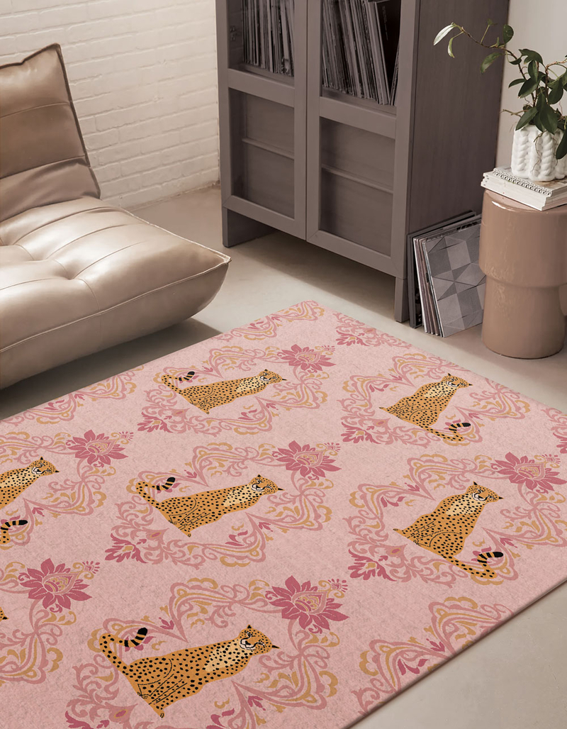 Cheetah Wallpaper 3' x 5' Rug PINK Tillys