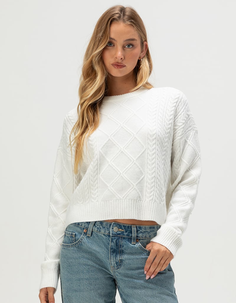 RSQ Womens Crop Cable Sweater image number 0