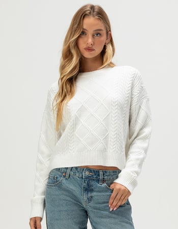RSQ Womens Crop Cable Sweater Primary Image