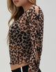 FULL TILT Leopard Bow Long Sleeve Womens Top image number 5