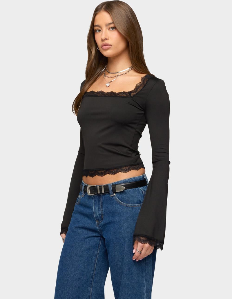 EDIKTED Kailin Lacey Flared Sleeve Top image number 1