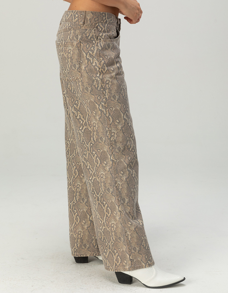 WEST OF MELROSE Snake Low Rise Womens Baggy Jeans - TAN