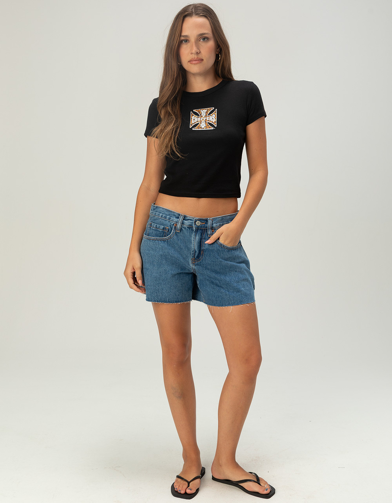 WEST COAST CHOPPERS Leopard Fill Womens Baby Tee image number 4