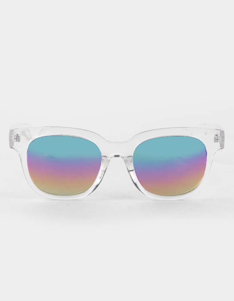 BLUE CROWN Mirrored Clear Square Sunglasses image number 1