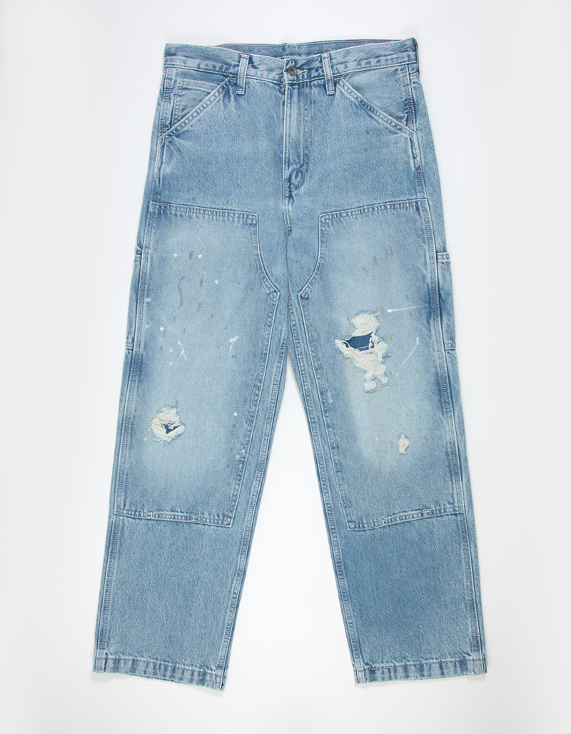 LEVI'S 568 Mens Loose Straight Double Knee Carpenter Jeans - Diving Ducks Distressed image number 5