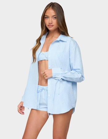 EDIKTED Yaffa Oversized Gingham Button Up Shirt Alternative Image