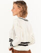 FULL CIRCLE TRENDS Cable Knit V Neck Womens Varsity Sweater image number 2