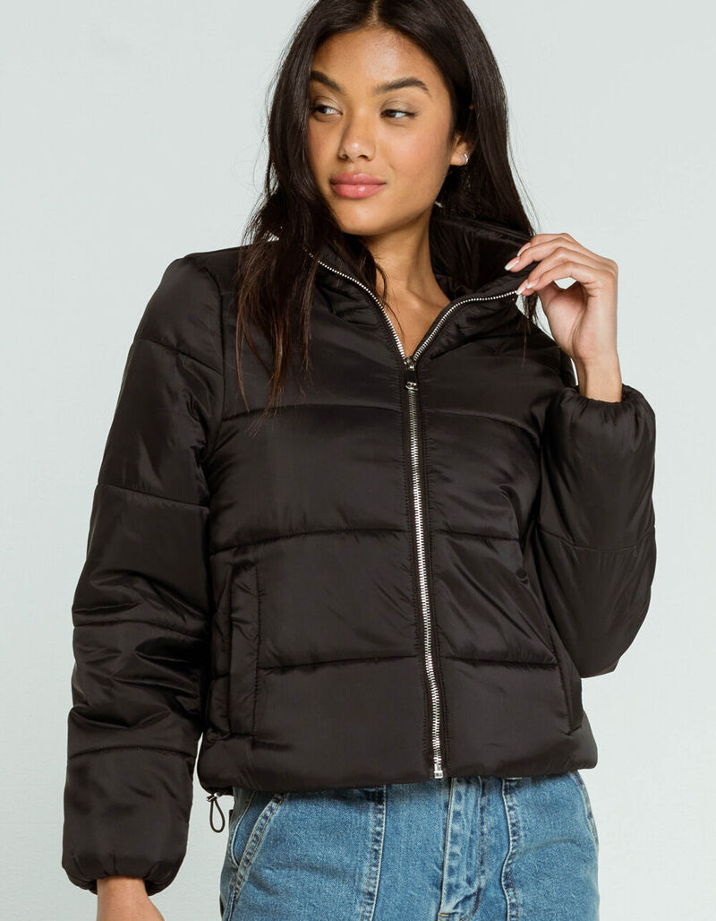 FULL TILT Essentials Nylon Womens Black Puffer Jacket - BLACK - 386059100