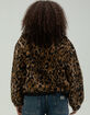 BDG Urban Outfitters Olive Leopard Print Womens Fleece Zip-Up Jacket image number 4