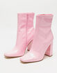 STEVE MADDEN Lynden Pink Patent Boots image number 1