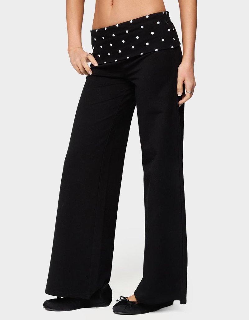 EDIKTED Petite Reeva Polka Dot Foldover Pants image number 1