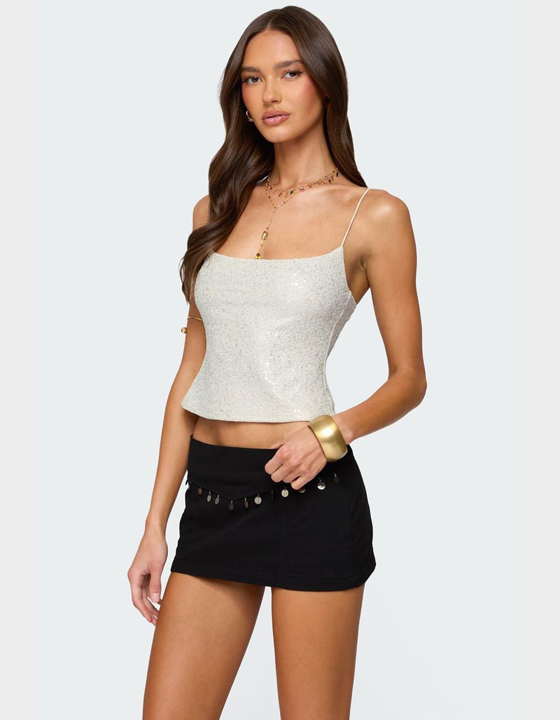 EDIKTED Metallic & Sequin Textured Tank Top image number 2