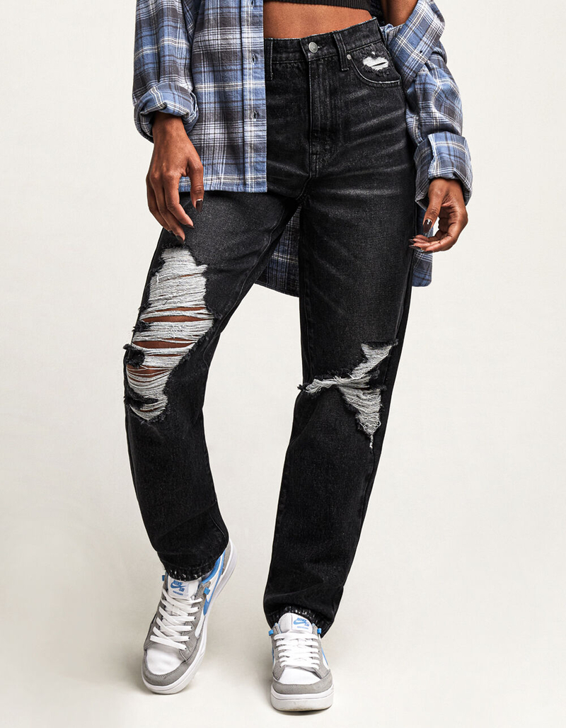 RSQ Destroyed 90s Womens Wash Black Jeans image number 1