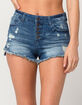 ALMOST FAMOUS Premium High Waisted Womens Ripped Denim Shorts image number 2