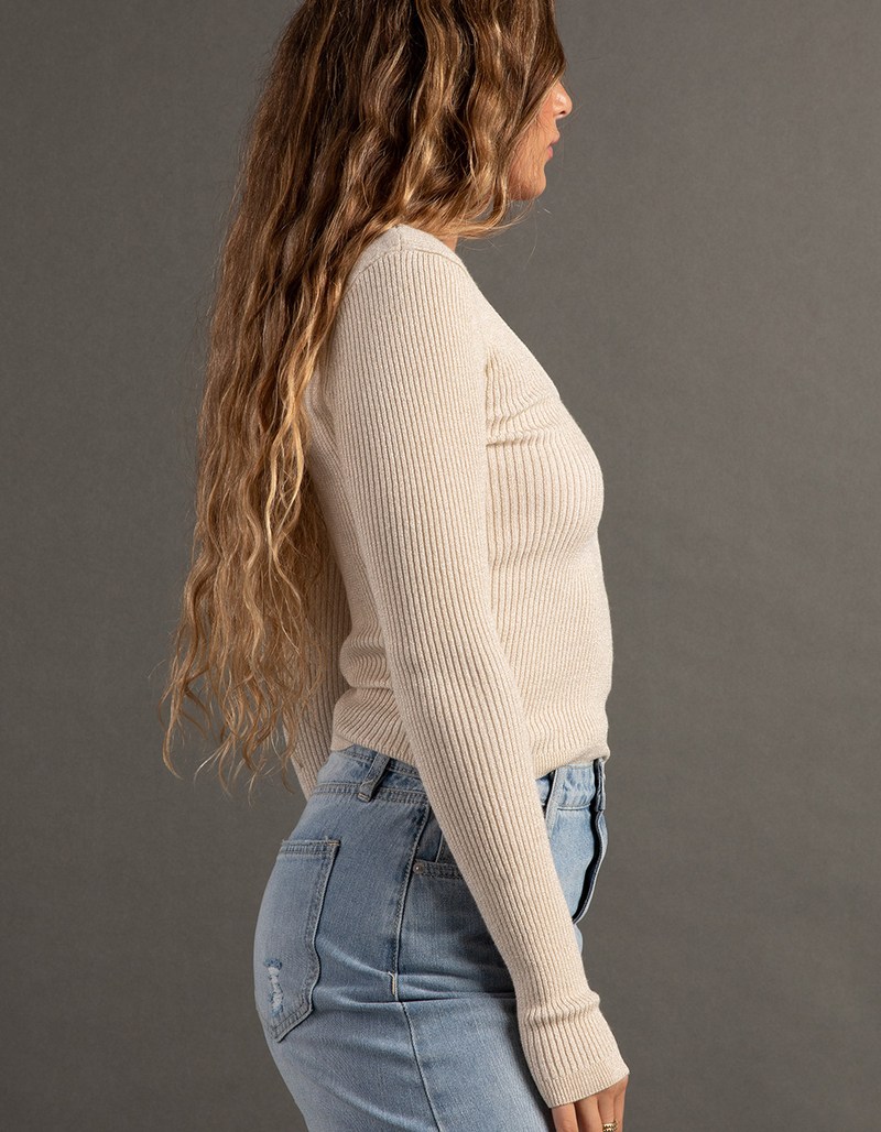 RSQ Womens Sparkle Rib Scoop Neck Womens Sweater image number 3