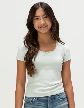FULL TILT Essentials Girls Bow Trim Tee Primary Image