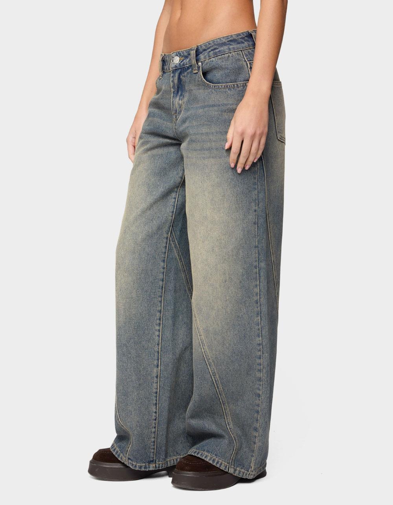 EDIKTED Vintage Washed Low Rise Baggy Jeans image number 1