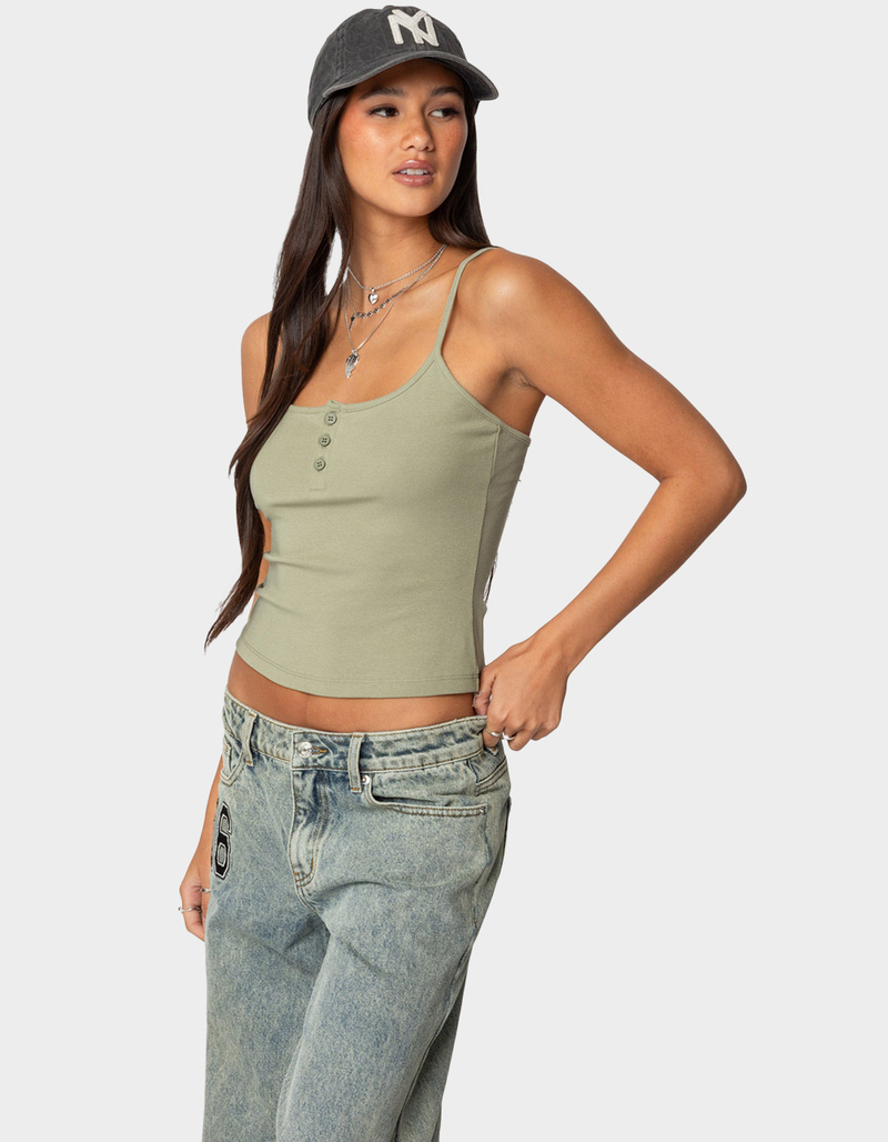 EDIKTED Ribbed Henley Tank Top image number 2