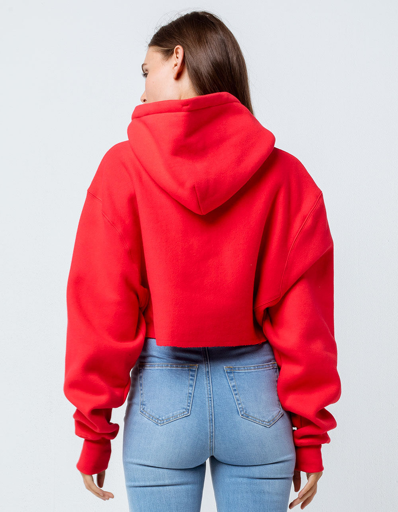 CHAMPION Reverse Weave Red Womens Crop Hoodie image number 2