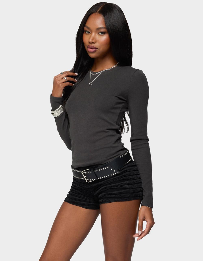 EDIKTED Daphne Ribbed Long Sleeve Tee image number 1