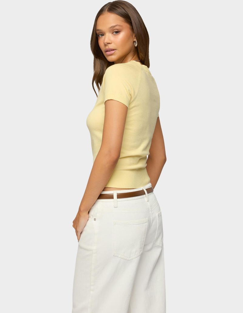 EDIKTED Wilmer Button Up Short Sleeve Knit Top image number 2