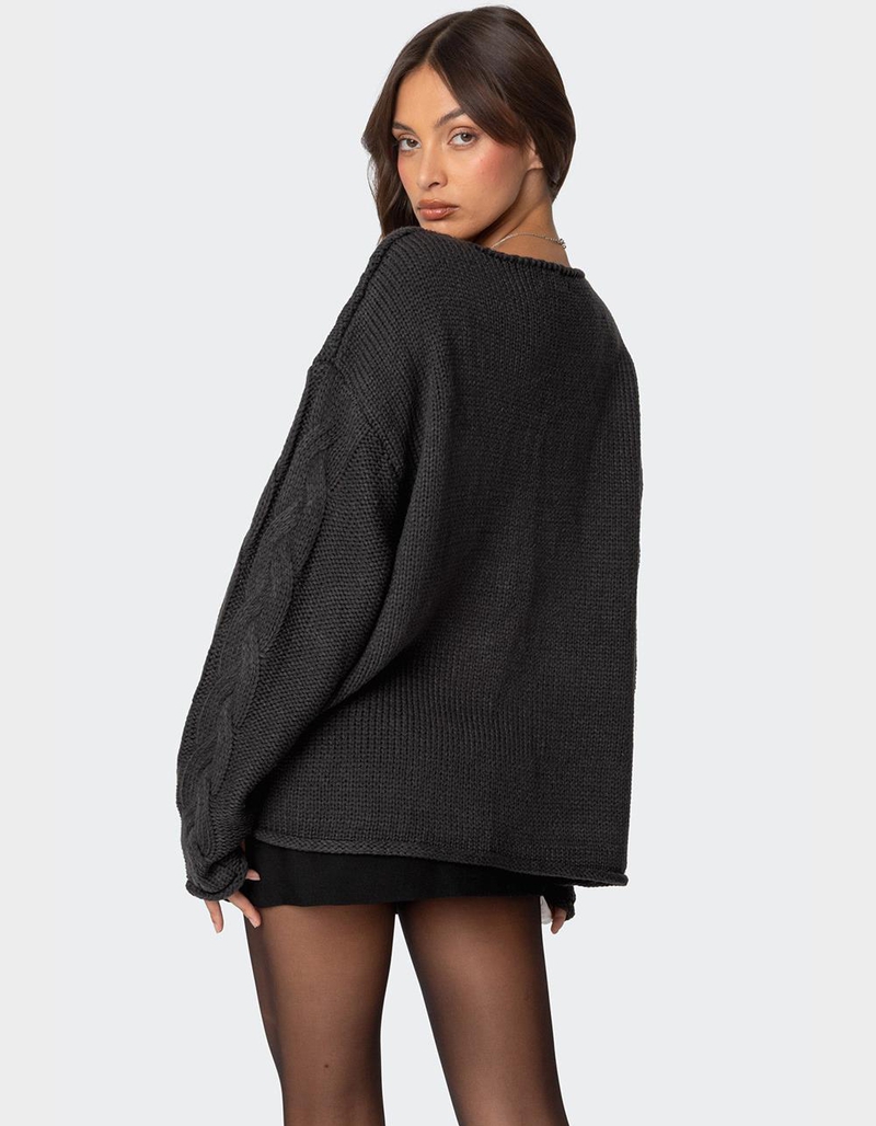 EDIKTED Inga Oversized Cable Knit Sweater image number 3